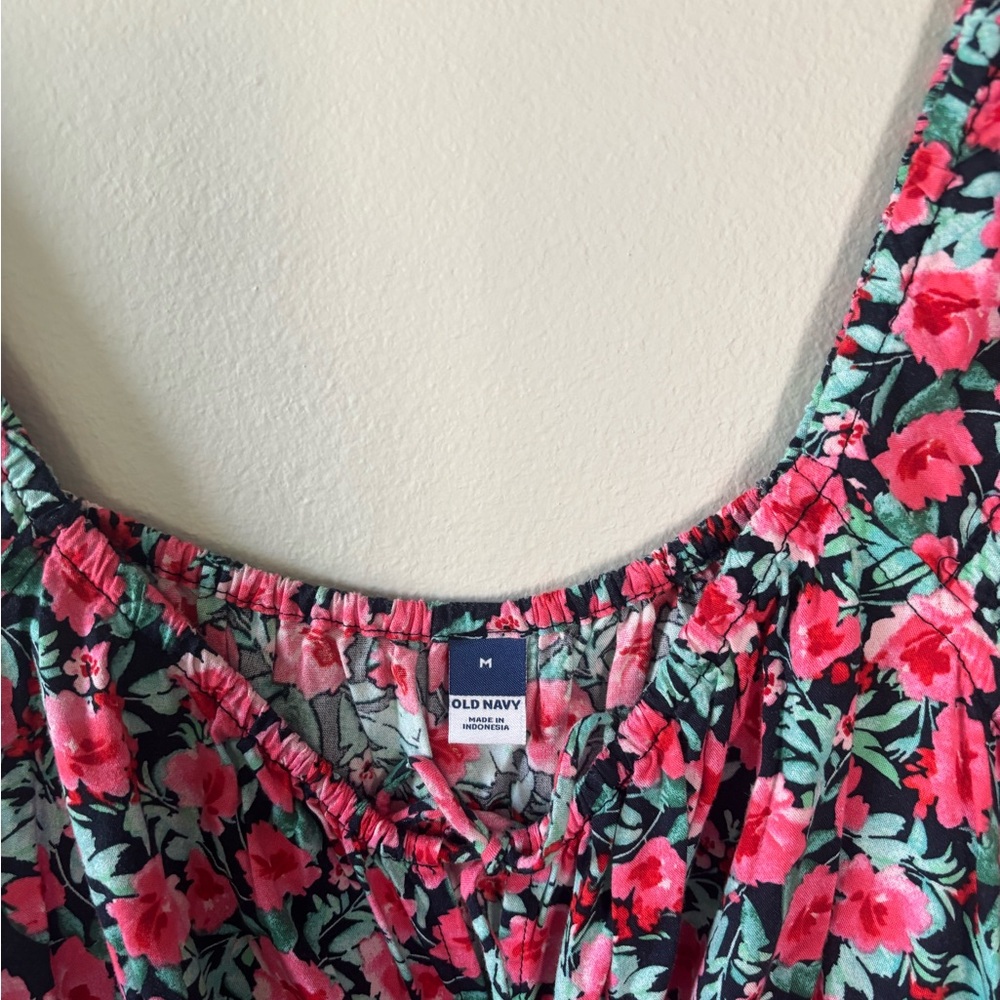 Old Navy Pink and Green Floral Top